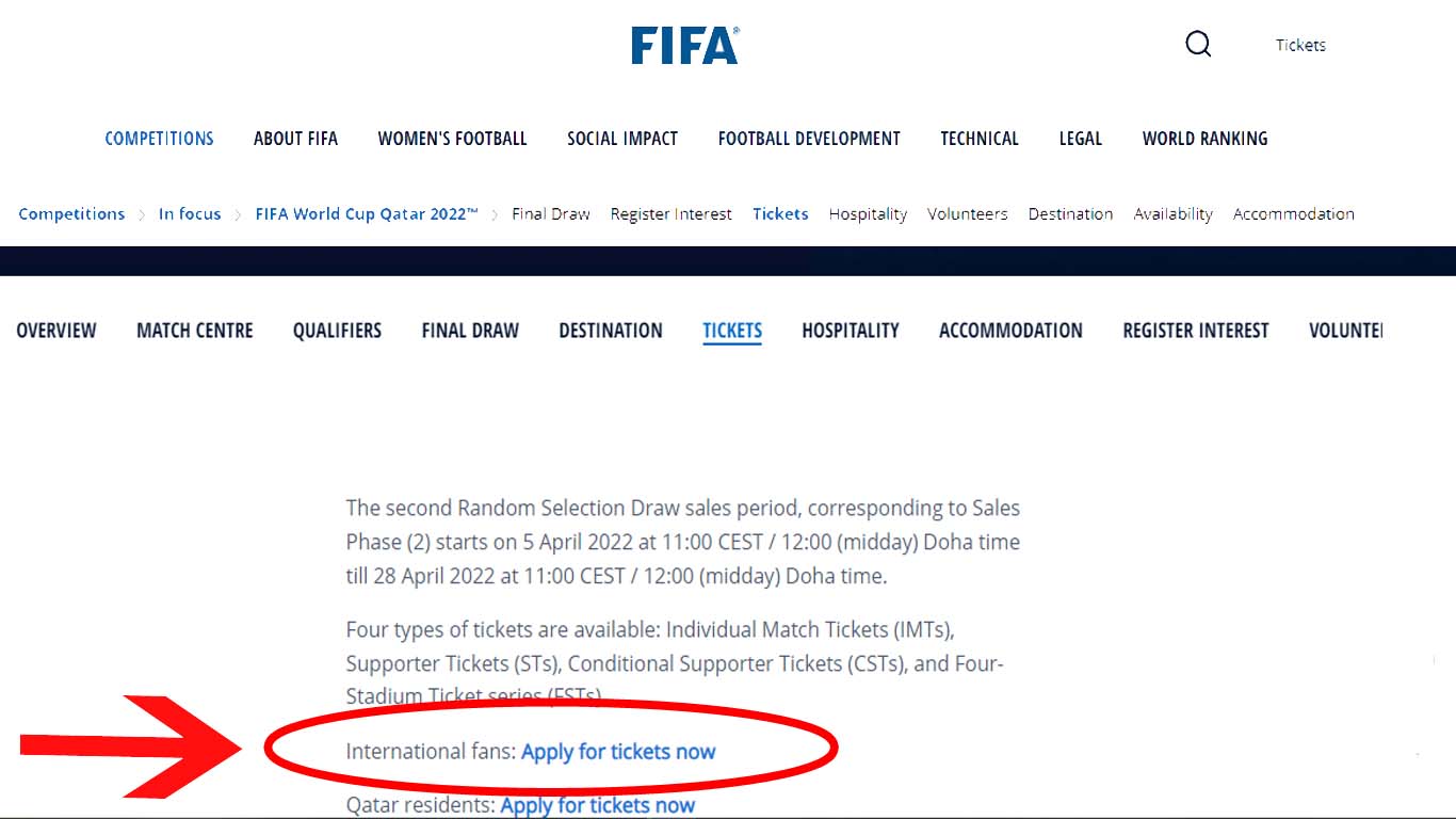 مراحل خرید بلیط جام جهانی قطر 2022