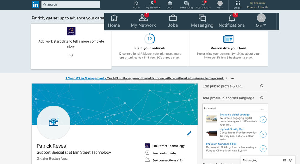 بخش های لینکدین