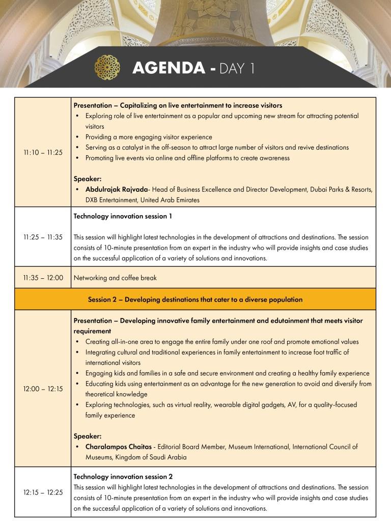 برنامه مجمع بین‌ المللی جاذبه‌ ها و مقاصد منا ۲۰۲۲ - روز اول