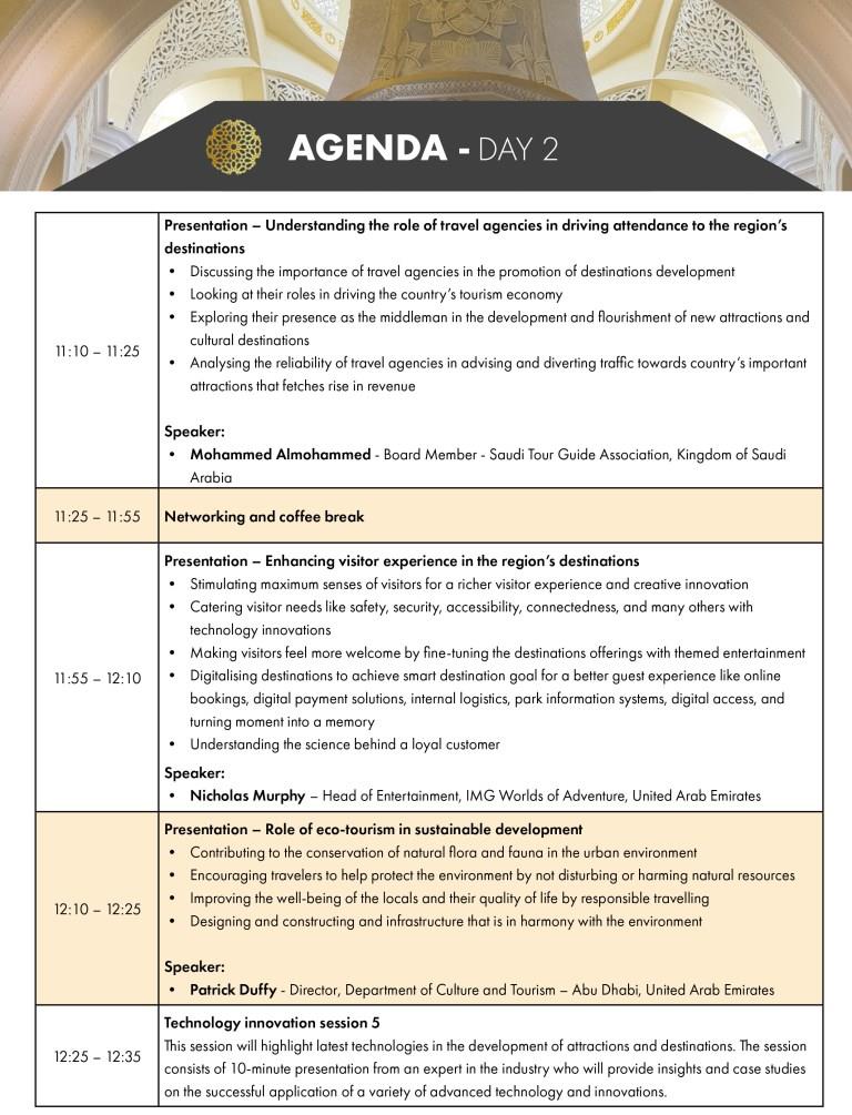 برنامه مجمع بین‌ المللی جاذبه‌ ها و مقاصد منا ۲۰۲۲ - روز دوم