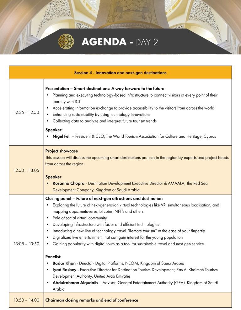 برنامه مجمع بین‌ المللی جاذبه‌ ها و مقاصد منا ۲۰۲۲ - روز دوم