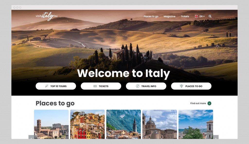طراحی وب سایت گردشگری- وبسایت Visit Italy