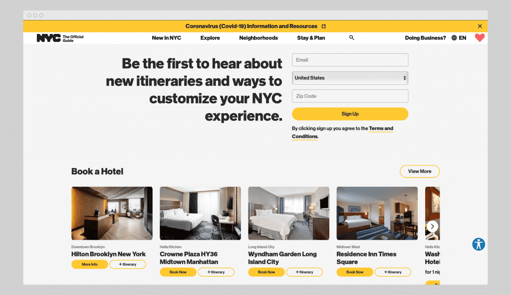 طراحی وب سایت گردشگری- وبسایت NYCgo