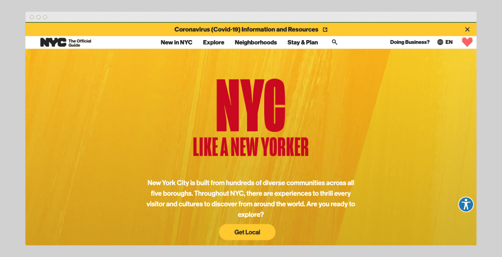 طراحی وب سایت گردشگری- وبسایت NYCgo